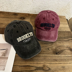 Unisex Retro Sunshade Adjustable Baseball Cap with Letter Embroidery