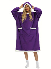 Plush Hooded Night Robe - Warm & Comfy Long Sleeve Robe
