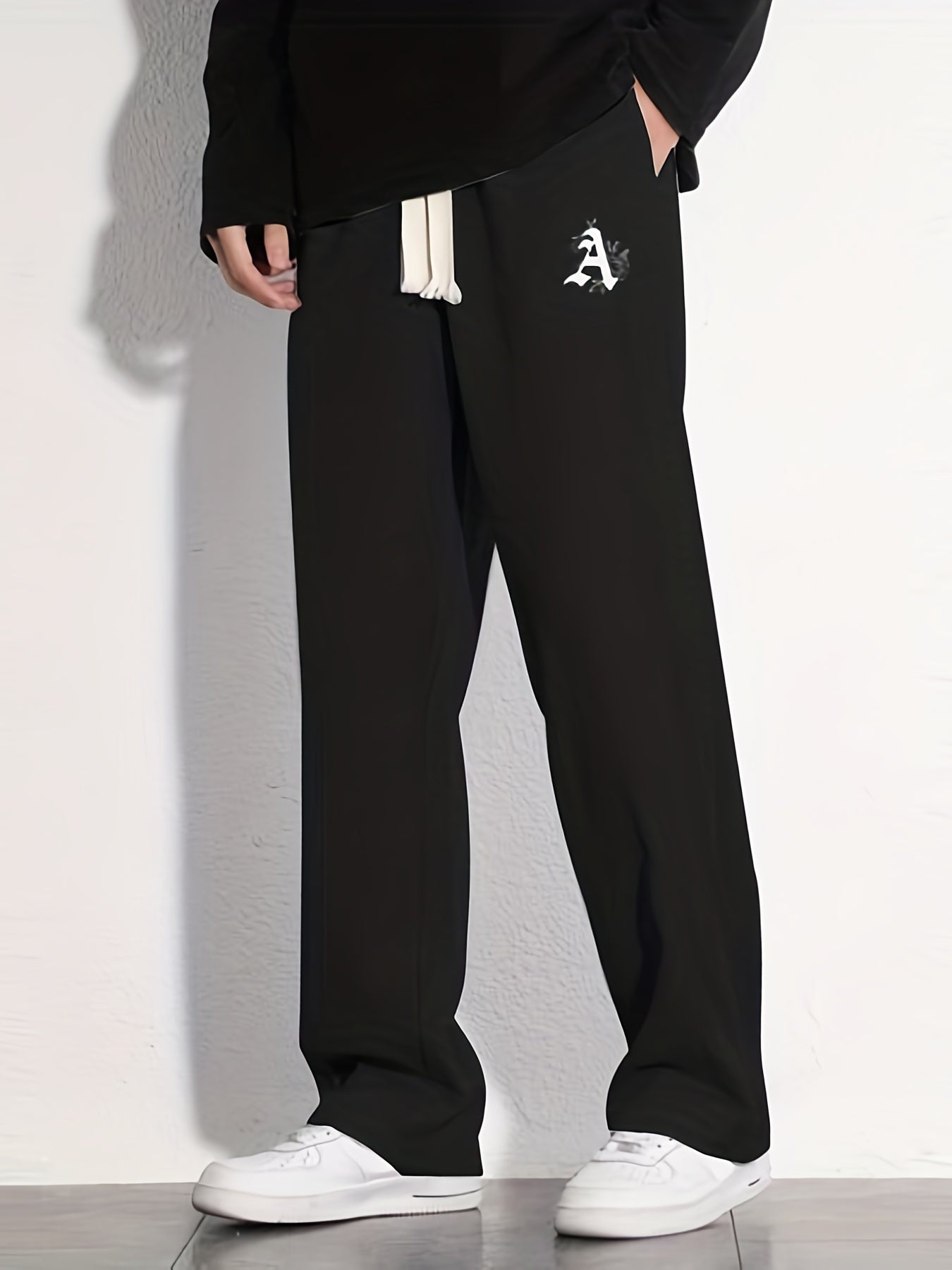 A Graphic Print Men's Loose Sweatpants Casual Drawstring Jogger Pants