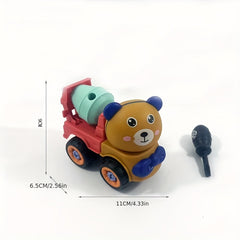 Kids DIY Engineering Car Toy Set - Sliding Mixer Transport Vehicle