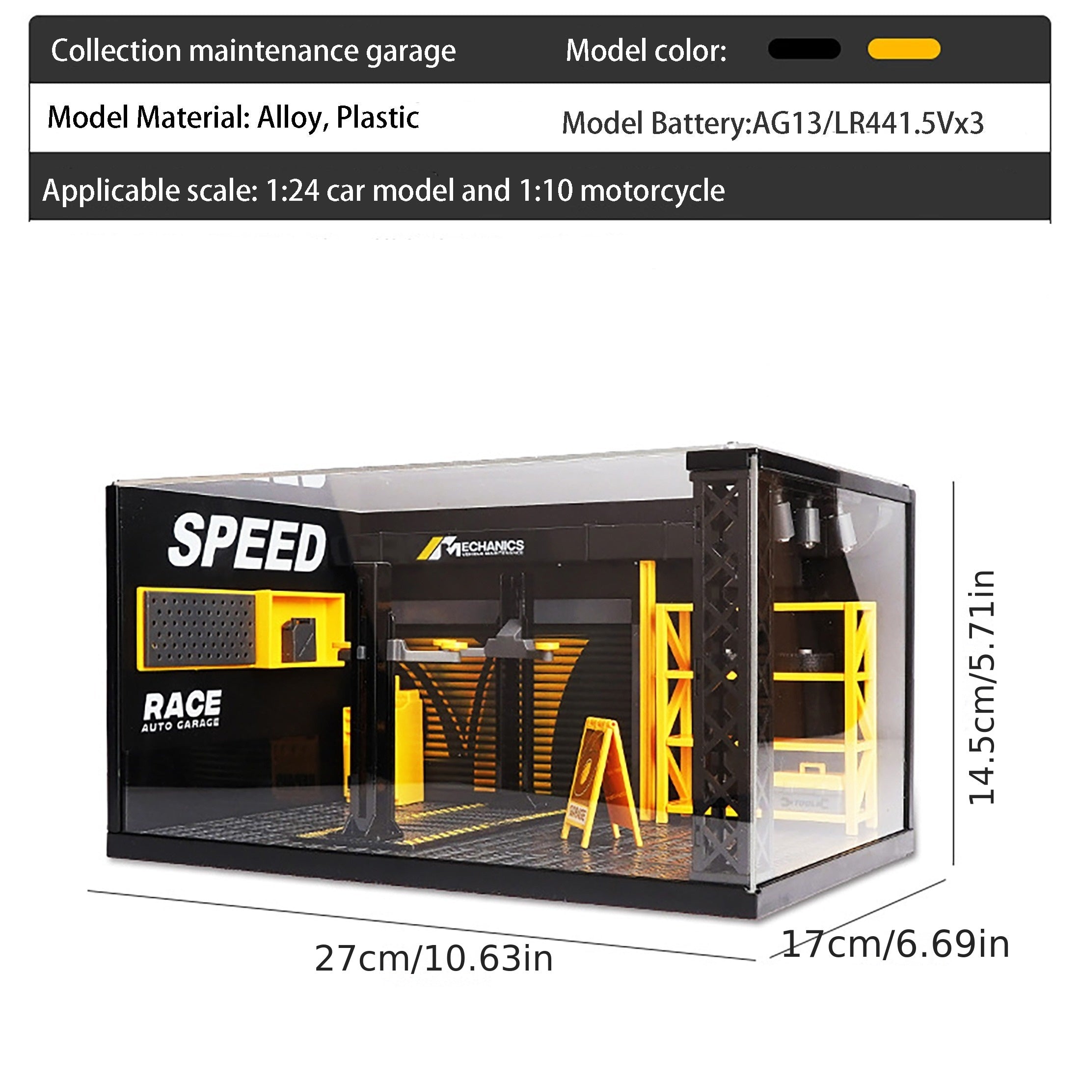 1 24 Car Model Scene Maintenance Workshop Display Box With Sound And Light
