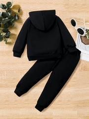 Boys Smiling Graphic Print Hooded Sweatshirt & Sweatpants Set