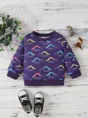 Cute Cartoon Car Print Long Sleeve Sweatshirt for Toddler Boys