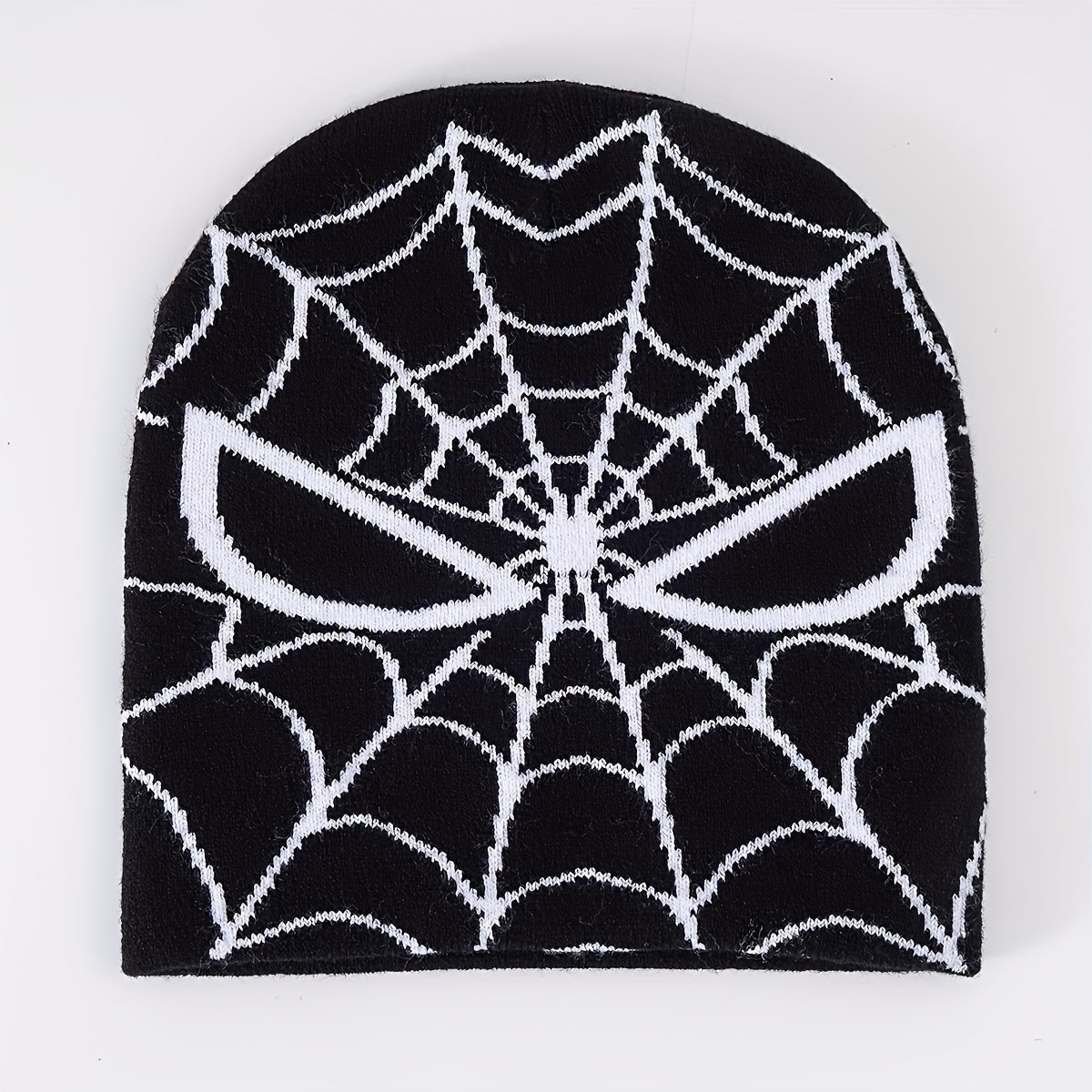 Y2K Spider Web Jacquard Beanie Gothic Knit Skull Cap Hip Hop Halloween