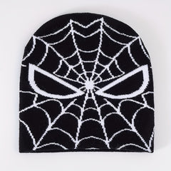Y2K Spider Web Jacquard Beanie Gothic Knit Skull Cap Hip Hop Halloween