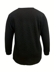 Solid Jacquard Long Sleeve Open Front Cardigan With Pockets