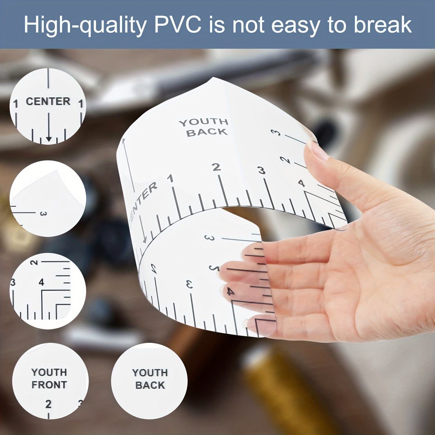 4pcs T shirt Ruler Guide For Vinyl Round PVC Alignment Heat Press 25