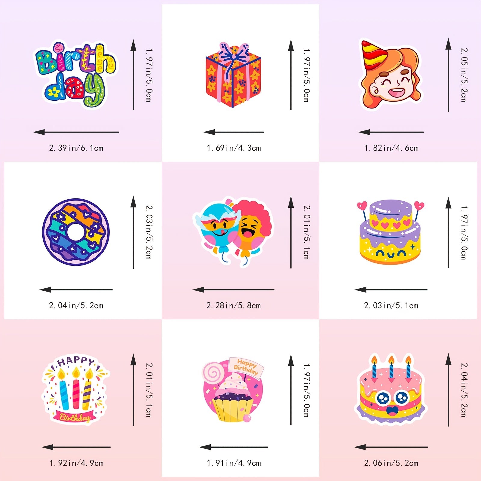 50pcs Happy Birthday Party Cartoon Graffiti Stickers Vinyl Waterproof Stickers