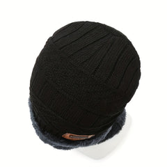 Men's Knitted Wool Cycling Hat and Scarf Set