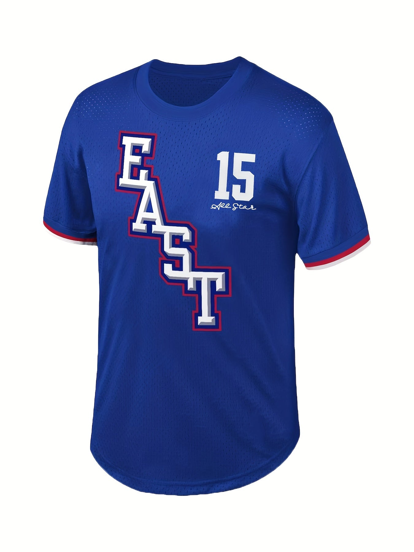 Men's EAST Star 15 Embroidery Basketball Jersey Retro Mesh Classic Crew Neck