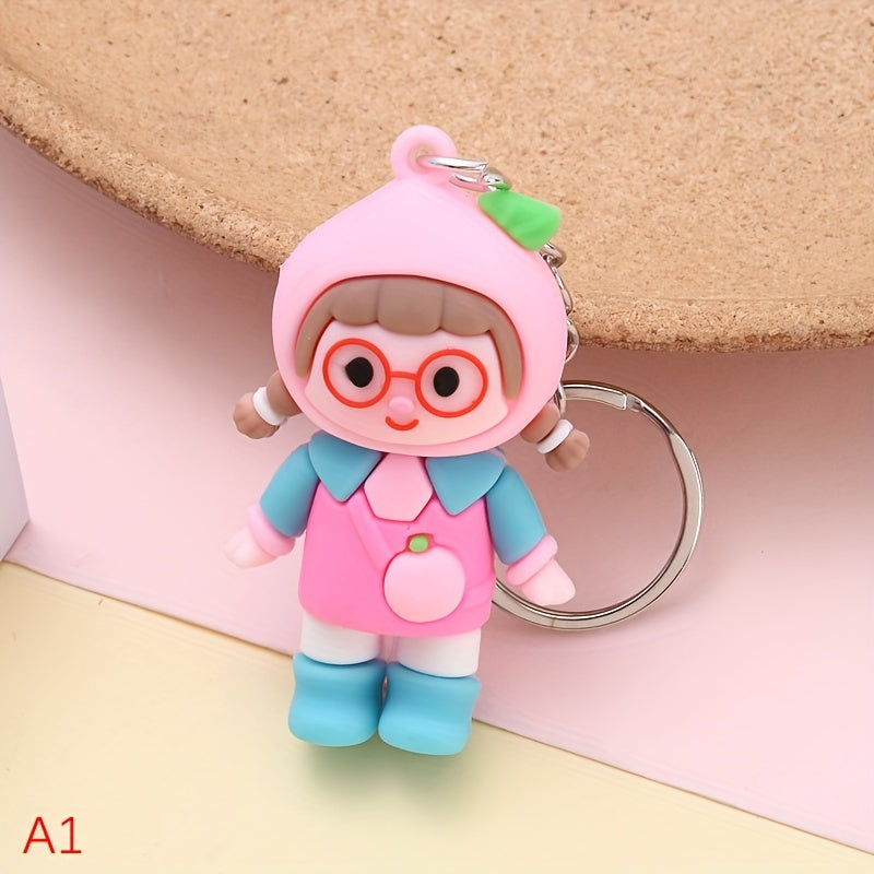 Cartoon Fruit Girl Keychain Watermelon Strawberry Pendant Ornament