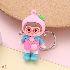 Cartoon Fruit Girl Keychain Watermelon Strawberry Pendant Ornament