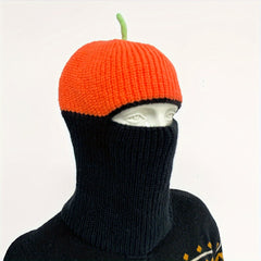 Unisex Warm Pumpkin Mask & Woolen Knitted Hat