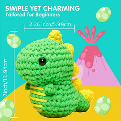 Green Dinosaur Crochet Kit For Beginners - DIY Knit