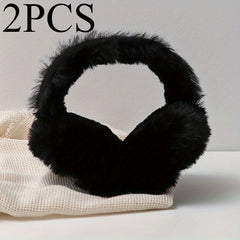 2pcs Faux Rabbit Fur Earmuffs for Women Soft Brown Winter Ear Warmers
