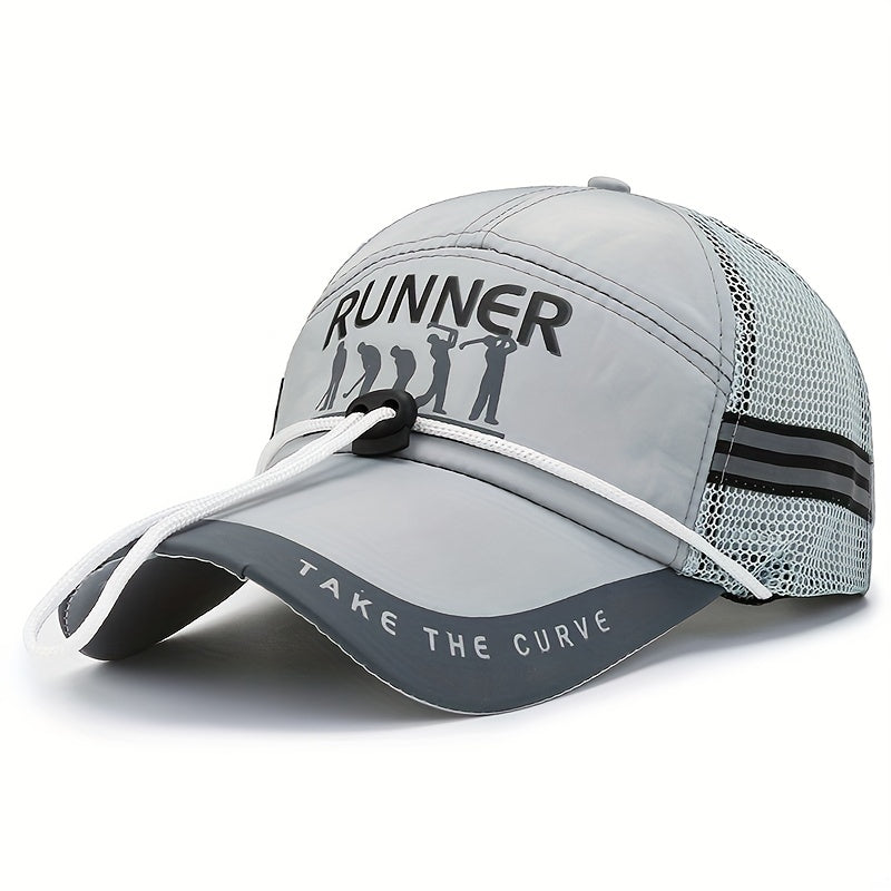 Classic Baseball Cap Summer Gauze Fishing Cap With Chin Fixed Rope