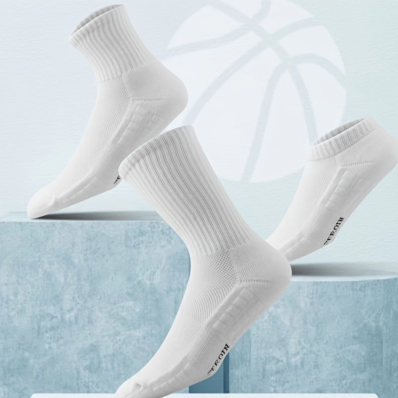 Men's Mid Crew Sport Socks - Sweat Absorbing & Breathable for Basketball