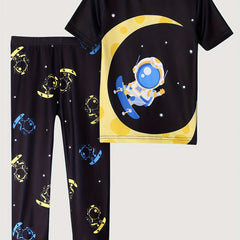 Boy's 2pcs Astronaut Skateboard Pajama Set