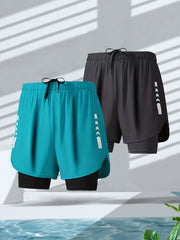Men's 2 in 1 Quick Drying Sports Shorts for Gym Workout