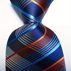 Plaid Style Mens Orange Purple Necktie Set