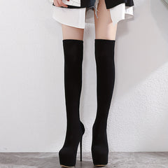 Women's High Heel Platform Over Knee Sock Boots