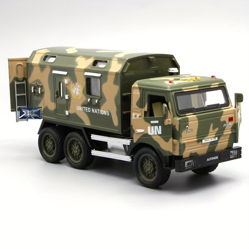 1/32 Military Transport Car Alloy Model With Sound And Light Toy