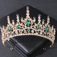 Baroque Crystal Golden Metal Bridal Crown Tiara Wedding Bridal Tiara