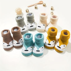 5 Pairs Baby Girls Cartoon Pattern Socks - Winter Toddler Floor Socks