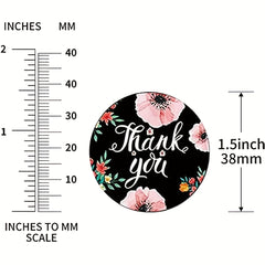 500 Thank You Stickers - 8 Floral Designs - Self Adhesive Labels for Gift Wraps