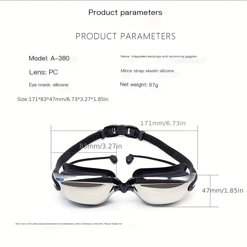 Adult Waterproof Anti-Fog Swimming Goggles with Silicone Cap