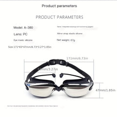 Adult Waterproof Anti-Fog Swimming Goggles with Silicone Cap