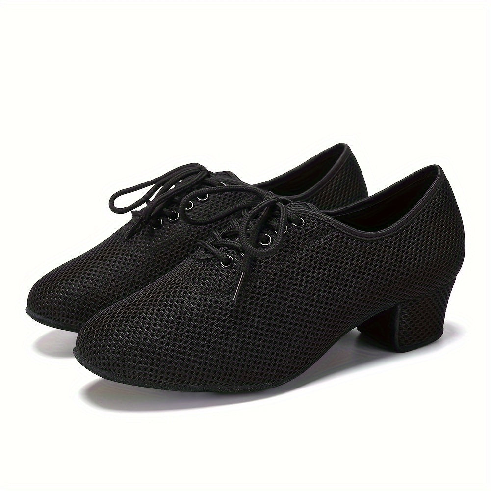 Women's Mesh Breathable Dance Shoes Chunky Heels Balloon Training Practice