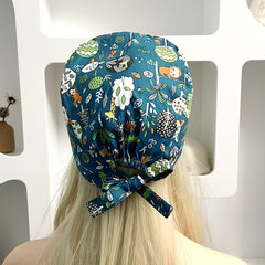 Cartoon Pattern Work Cap Adjustable Nurse Cap Lightweight Unisex Scrub Caps