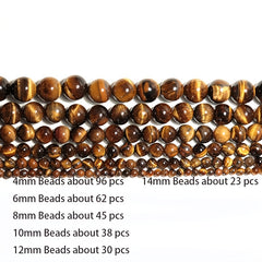 Natural Tiger Eye Stone Beads Smooth Brown for Jewelry Making