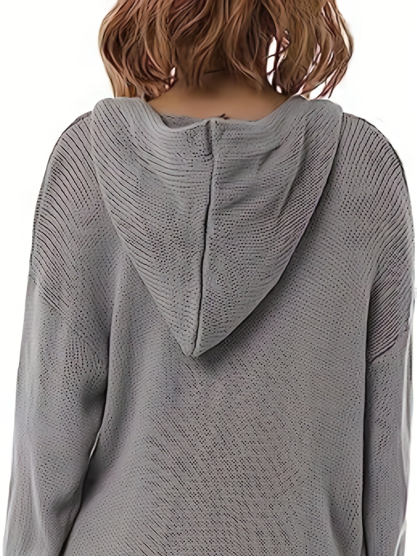 Solid Button Front Hooded Cardigan Casual Long Sleeve Cardigan