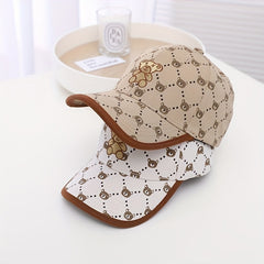 Kids Spring & Autumn Sun Resistant Hat w/ Bear Pattern