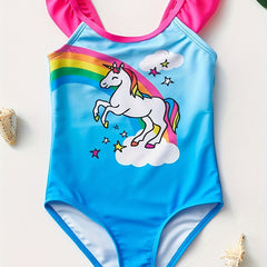 Toddler Girls Rainbow Unicorn One Piece Swimsuit