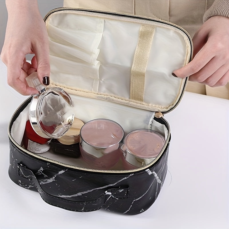 Travel Marble Makeup Bag Organizer Large Capacity Toiletry Case Brush Holder