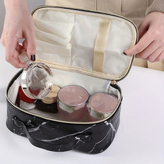 Travel Marble Makeup Bag Organizer Large Capacity Toiletry Case Brush Holder