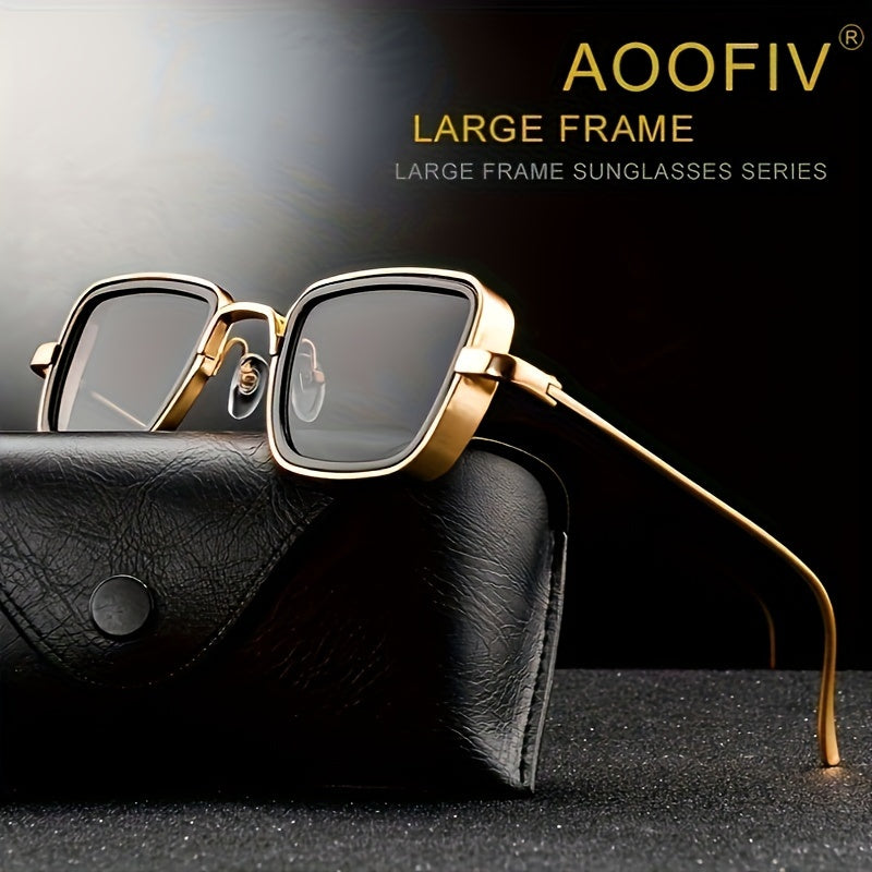 Retro Thick Frame Metal Sunglasses Men Women Party Driving Decors