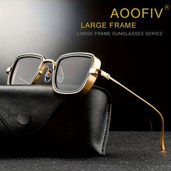 Retro Thick Frame Metal Sunglasses Men Women Party Driving Decors