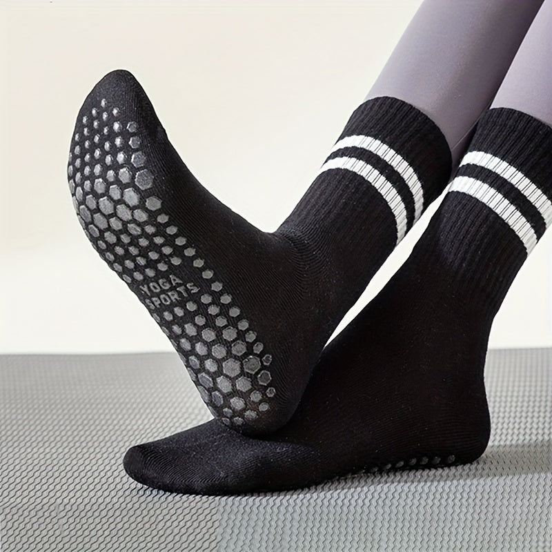 6 Pairs Striped Yoga Socks Non-slip with Grips for Pilates Barre Fitness