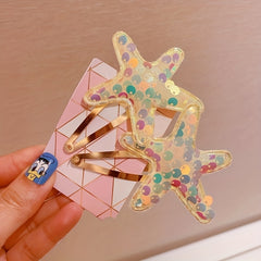 Glitter Starfish Kids Hair Clips Set