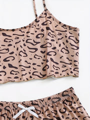 Leopard Print Crop Cami & Shorts Lounge Set