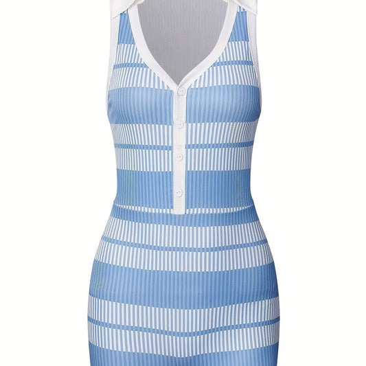 Striped V Neck Romper Jumpsuit Casual Sleeveless Women's Clothing
