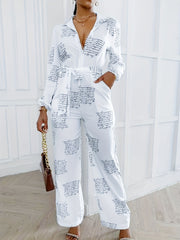 Wide Leg Jumpsuit Long Sleeve Women's Clothing