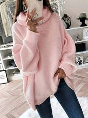 Casual Sweater Women's Plus Solid Long Sleeve Turtle Neck