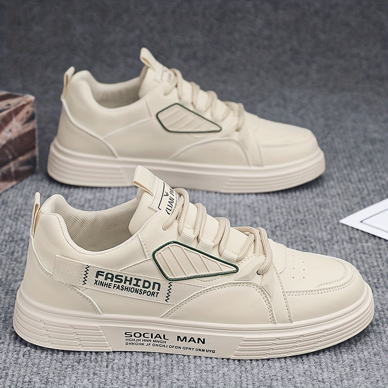 Men's PU Leather Skate Shoes Breathable Lace up Sneakers