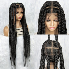 Full Lace Fiber Braid Wigs Long Box Braid Wig Synthetic Fiber Lace Front