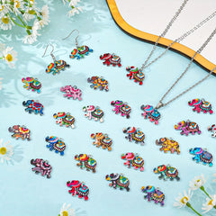 6 Colorful Elephant Charms for Jewelry Making, Enamel Pendant Charms